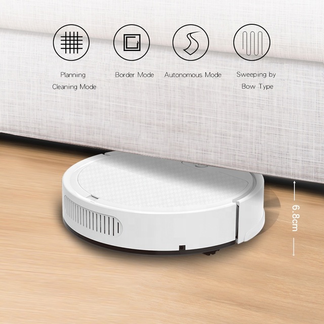 Automatic Robot Vacuum Cleaner Cordless 3-In-1 Multifunctional USB Rechargeable Wet and Dry Smart Sweeping Cleaning for Home