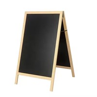 Panneau publicitaire double face en bois sur pied pour extérieur, idéal pour bar, restaurant, café – Personnalisable avec logo et tableau noir pour menu