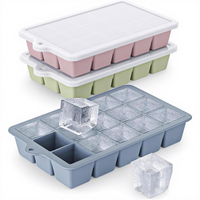 Moules à glaçons en silicone sans BPA avec couvercle, pour aliments, empilables, 15 cavités, démoulage facile
