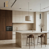 Ensemble d'armoires de cuisine modernes en bois de cerisier à grain riche pour la maison, meubles de rangement de cuisine