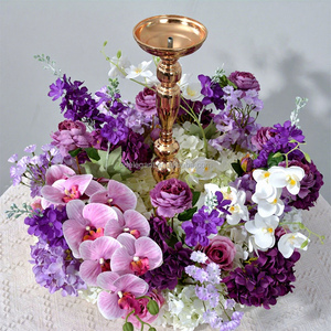 Guirlande de fleurs artificielles en forme de couronne, série de couleur bleu royal minimaliste EG-WR-BL02 2026, pour centres de table de mariage - Product Image 3