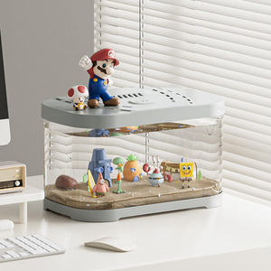 حوض سمك شفاف بيضاوي الشكل مع نظام ترشيح خارجي، سعة 4-30 لتر للأسماك العذبة، للاستخدام المكتبي والمنزلي، تعبئة في صندوق كرتوني - Product Image 4