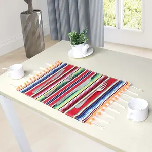 Toptan kumaş mat masa-Çin lüks Modern süblimasyon pamuklu bez kumaş Placemat dekoratif meksika masa paspaslar Placemats yemek masası