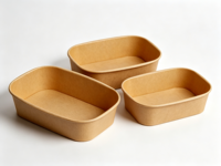 Promotion SenAng03 – Bols en papier kraft blancs multi-tailles, rectangulaires, compatibles micro-ondes, pour aliments, salades, riz, soupes, avec couvercle