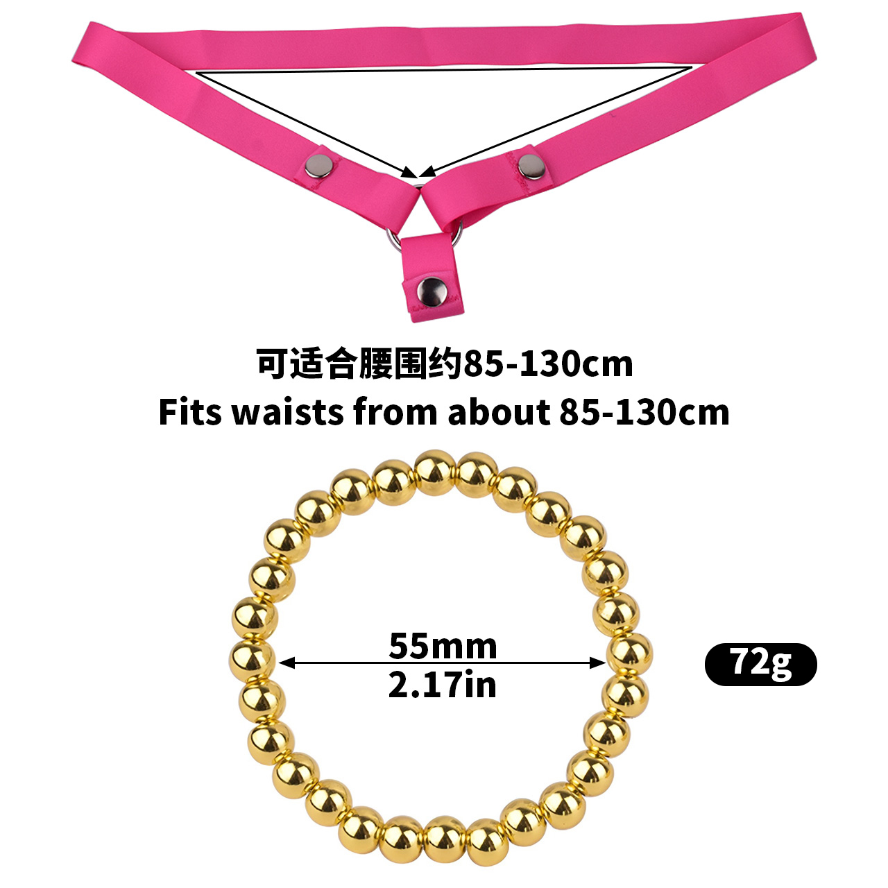FRRK-3230 bague dorée + ceinture rose