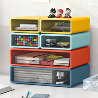 Tiroir de rangement de bureau en plastique moderne avec design empilable pour cosmétiques et papeterie, organisateur domestique certifié RoHS