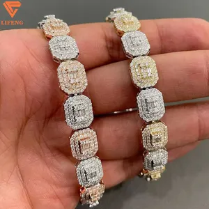 Lifeng Sieraden Hot Sale Hiphop Rock Candy Chain 925 Verzilverd Verguld Bling Moissanite Ketting Bevroren Eerste Ketting