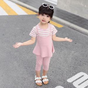 Conjunto de Pantalones Cortos y Blusa de Manga Corta a Rayas Rosa Bebé, Estilo Anarkali, Orgánico, para Niña, al por Mayor, de Proveedor Chino - Product Image 3