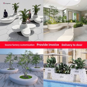 Jardinera de Fibra de Vidrio de Estilo Chino, Combinación de Macetas para Exteriores, Personalizable, Rectangular Simple, para Terraza/Patio - Product Image 3