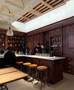 เคาน์เตอร์บาร์วินเทจ MDF ออกแบบร้านเฟอร์นิเจอร์ร้านกาแฟแผนกต้อนรับ - Product Image 4