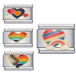 Conception Arc-En-Ciel Couleur Coeur Étoile Paix <span class=keywords><strong>Paris</strong></span> Amour LGBT Italien Charme Liens Fit 9mm Bracelets En Acier Inoxydable <span class=keywords><strong>Bijoux</strong></span> DIY <span class=keywords><strong>Bijoux</strong></span> - Product Image 2