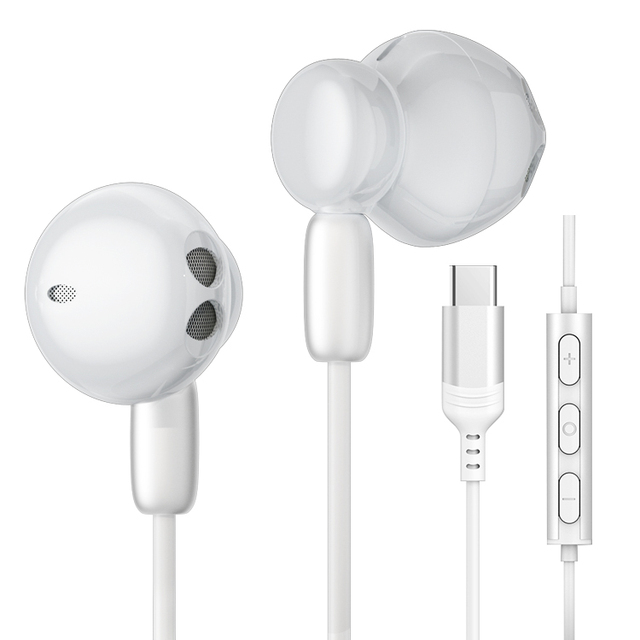Earbuds USB C Digital Decoded Metal Music Headphones with Mic Wired In-Ear USB Type C Earbud Earphones