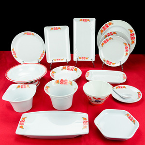 Melamine Tableware Set Rectangular <b>Plates</b> Bowls With Flowers Pattern Daily Use Dinnerware - Product Image 1