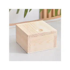 Piccola scatola di imballaggio in legno mini quadrato matrimonio profumo non finito scatola regalo in legno di pino con coperchio scorrevole