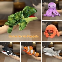 Jouets en peluche animaux marins Requin Tortue Crabe Poulpe Poisson-clown Poupées en coton PP Jeu parent-enfant Marionnettes à main Accessoires (31cm-50cm)