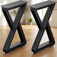 Pieds de table en fer forgé transfrontaliers (en croix/en V) pour comptoirs de restaurant, de bar et supports de bureau - Vente en gros