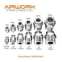 Konektor Pneumatik Industri Cepat Pasang, Fitting Selang Udara, Coupler Logam Push-in Seri PC, Tabung 4-16mm, Garansi 3 Bulan, Video