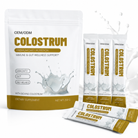 Poudre de colostrum bovin certifiée Halal de qualité supérieure pour adultes, nutrition quotidienne bien-être, sachet individuel portable, mélange facile, fabrication OEM