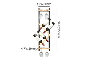 Porte-bouteilles de vin en métal doré en forme de cube mural et étagère flottante en bois massif en <span class=keywords><strong>pin</strong></span> blanc - Product Image 2