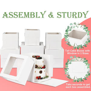 Theo nhu cầu của bạn kích thước khác nhau tùy chỉnh các tông màu trắng Đóng gói với rõ ràng nắp vuông 12inch 10inch bánh bảng và hộp - Product Image 3