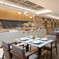 Ensemble de mobilier commercial JEILI pour restaurant : table et chaises de salon modernes avec plateau en marbre et structure métallique