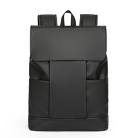 Sac à dos d'affaires unisexe en cuir PU imperméable de couleur unie avec doublure en polyester Sac pour ordinateur portable