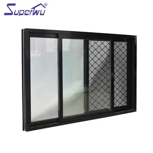Superhouse fenêtre coulissante en aluminium trempé noir de haute qualité, fenêtre à double vitrage, fenêtres standard NOA