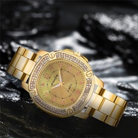 Montre de luxe pour femmes en acier inoxydable 1120, montre à quartz dorée avec diamants, meilleur cadeau