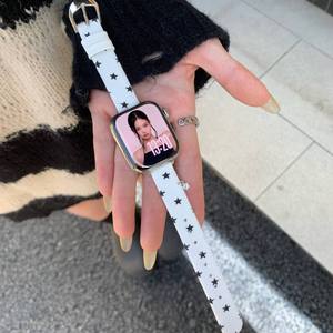 Bracelet de montre en tissu motif étoile et cœur 14 mm avec boucle ardillon pour Apple Watch, bracelet souple - Product Image 3