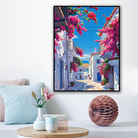 Vente chaude peinture personnalisée image peinture par numéro Kit rues au bord de la mer peinture par numéro pour la décoration intérieure en gros