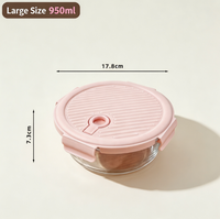 Boîte à lunch en verre dur de 950 ml, récipient de stockage alimentaire étanche, utilisation domestique, compatible lave-vaisselle et micro-ondes, réutilisable, boîte de conservation des aliments