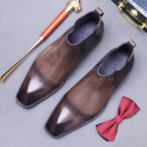 Botines de cuero Balmoral con cordones para hombre, textura lijada a mano, estilo de trabajo de algodón Amish, impermeables, antideslizantes, de especialidad. - Product Image 2