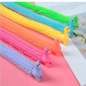 Mainan Squishy tali elastis dekompresi warna-warni mainan Fidget tali melar mainan sensorik Squishy Alpaca untuk anak-anak