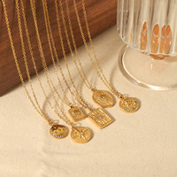 Collier pendentif en zircon incrusté de grain de lave en acier inoxydable plaqué or de style rétro français Chaînes de design de mode pour femmes