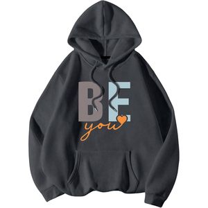 เสื้อฮู้ดดี้ผู้หญิงไซส์ใหญ่ Soly Hux แบบไหล่ตก แขนยาว ผ้าถัก ทรงปกติ ตกแต่งด้วยตัวอักษร - Product Image 2