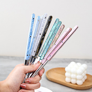 Stainless Steel Chopsticks 304 <b>Mirror</b> Polished <b>Acrylic</b> Handle Home Western Dining Cutlery Gift Set - Product Image 1