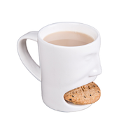 Mug en céramique blanche avec poche à biscuits intégrée, design créatif pour le petit-déjeuner, le lait, le thé, pour la consommation quotidienne à la maison