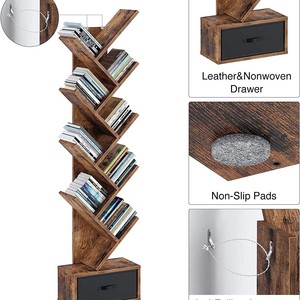 Passing On <b>The</b> <b>Kingdom</b> Tree Shaped Bookshelf Nine Layer Black Burnt Wood Space Saving Bookcase For Small Apartments Bedroom - Product Image 4