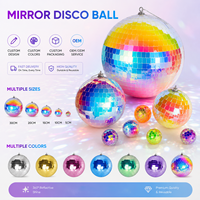 Vente en gros de nouvelles boules disco holographiques irisées en verre miroir pour la décoration de mariage, de fête, de bar, de club, sur mesure, en vrac, en provenance d'usine