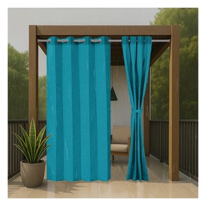 Achetez des rideaux d'extérieur imperméables de qualité supérieure en turquoise, au style côtier vibrant, pour les espaces extérieurs modernes - Product Image 1
