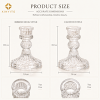 Élégants chandeliers en verre taillé, deux motifs, supports à bougies en verre transparent pour centre de table de fêtes et banquets