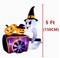Lumière LED gonflable fantôme avec chariot citrouille pour décoration de fête d'Halloween en extérieur