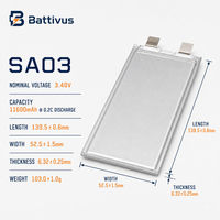 Battivus SA03 11840mAh 3.4V 40.26Wh 400Wh/kg NMC Sel Baterai Li Ion Polimer Isi Ulang Tipe Pouch 1C 3C Pulse untuk Dirgantara Penerbangan UAV