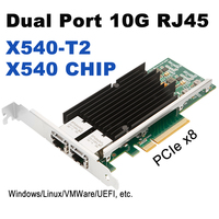 Tarjeta de Red de Escritorio X540-T2 10GbE de Doble Puerto PCIe X8 con Chip Intel X540, 2 Puertos RJ45, Adaptador Ethernet Cableado de 10Gbps, en Stock