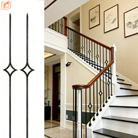 Vente en gros de rampes d'escalier modernes en fer forgé, à motifs carrés creux et en forme d'étoile noire, pour escaliers d'appartement