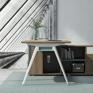 Mobiliário de escritório moderno forma l, em forma de mfc melamina gerenciador de madeira mesa de escritório executivo