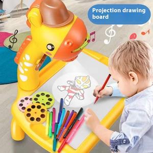 Mesa de dibujo de grafiti de dibujos animados multifuncional BJQ, juguete de escritorio de aprendizaje de proyección LED para niños y bebés, Idea de regalo perfecta - Product Image 5