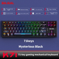 Clavier mécanique de jeu Bajeal K71 à 71 touches, filaire USB Type-C, en plastique ABS, anti-ghosting, plug-and-play, RGB, hot-swap, câble de 1,6 m