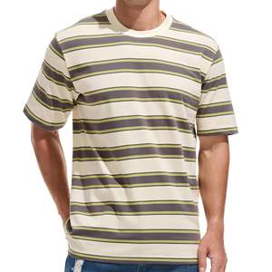 T-shirt rayé oversize à col rond pour hommes, confortable et décontracté, transfert par sublimation, coupe ample et respirant - Product Image 4