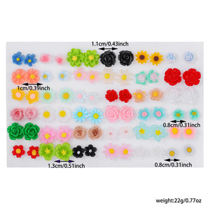 Mini Cute Flower Stud <b>Earrings</b> Set 100 Pairs Colorful Rose Sunflower Design For Women Gift Zinc Alloy Steel <b>Post</b> - Product Image 4
